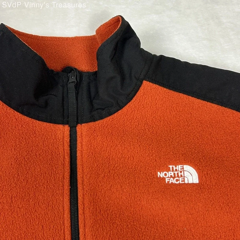 The North Face Men's Denali Fleece Jacket Orange Black Polartec Full Zip Sz XL